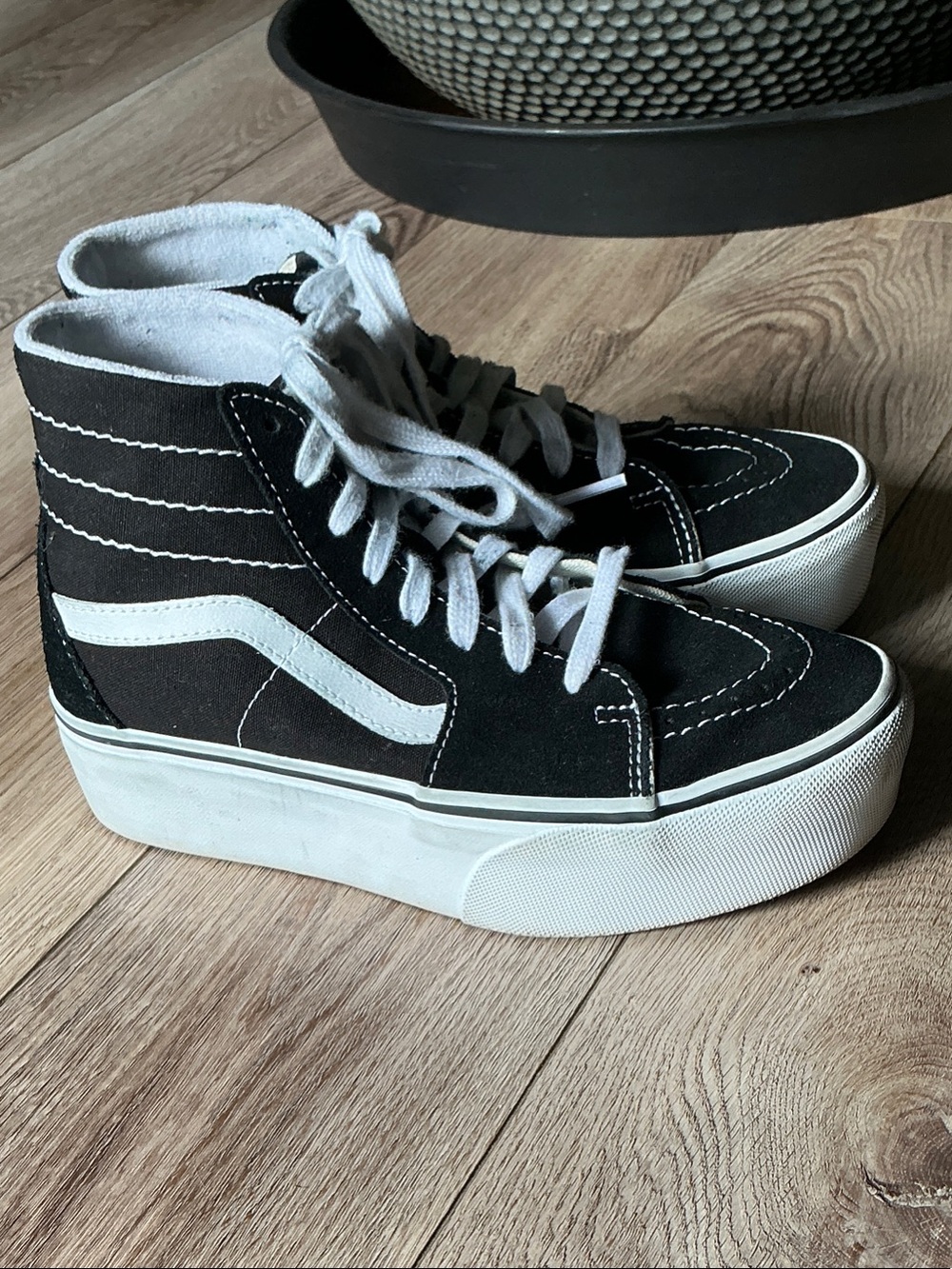 Vans Black & White High-Top Platform Sneakers